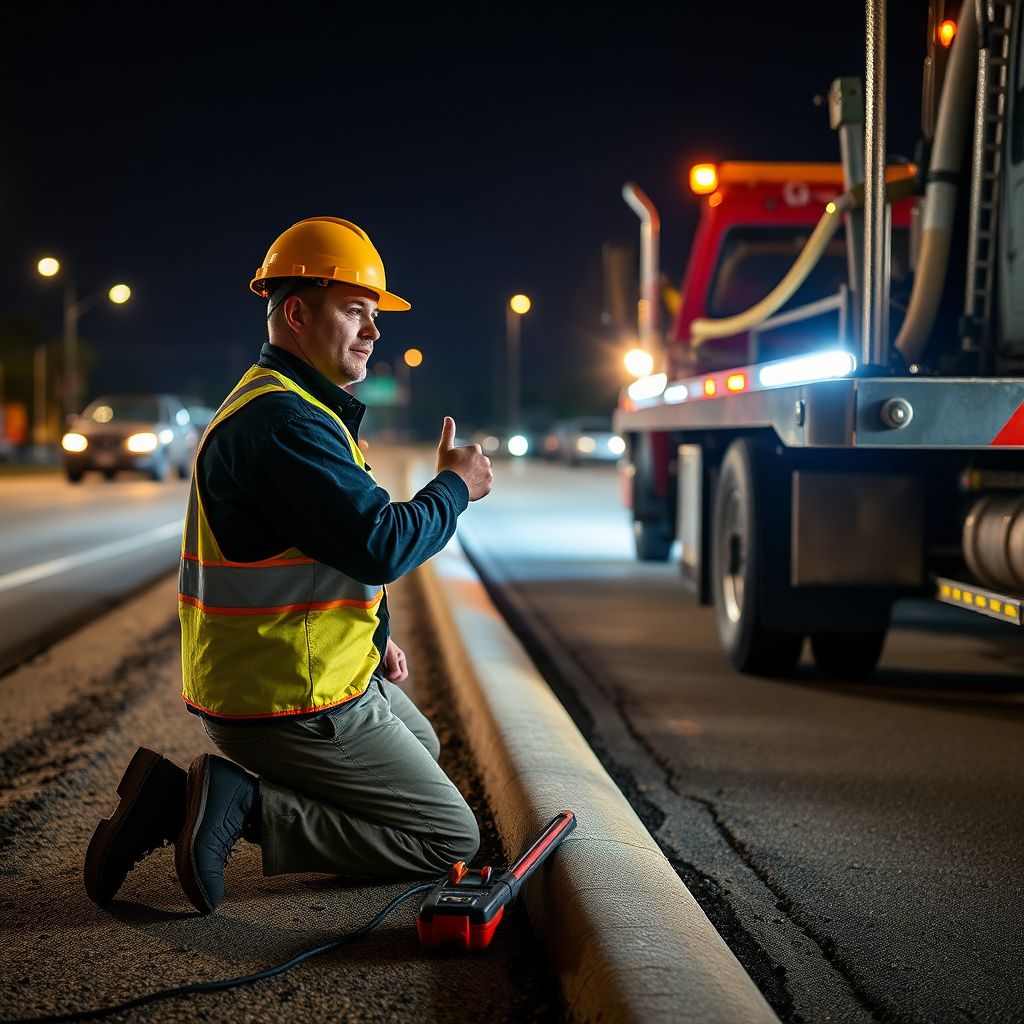A professional tow truck operator securing a luxury vehicle onto a flatbed tow truck in Mequon.